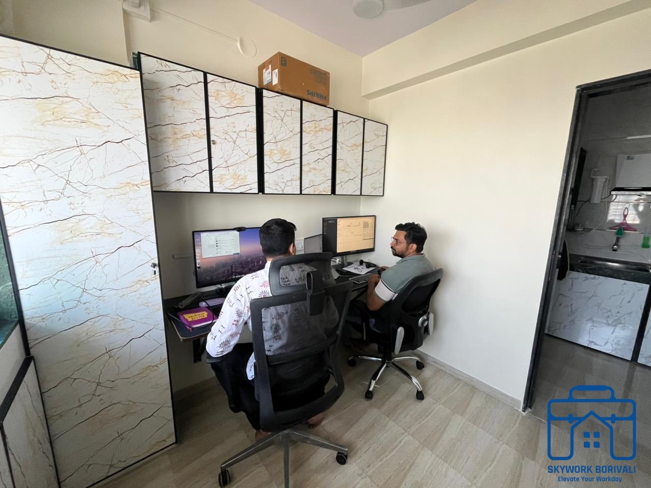 SkyWork Shared Cabin with Two Members at Desks