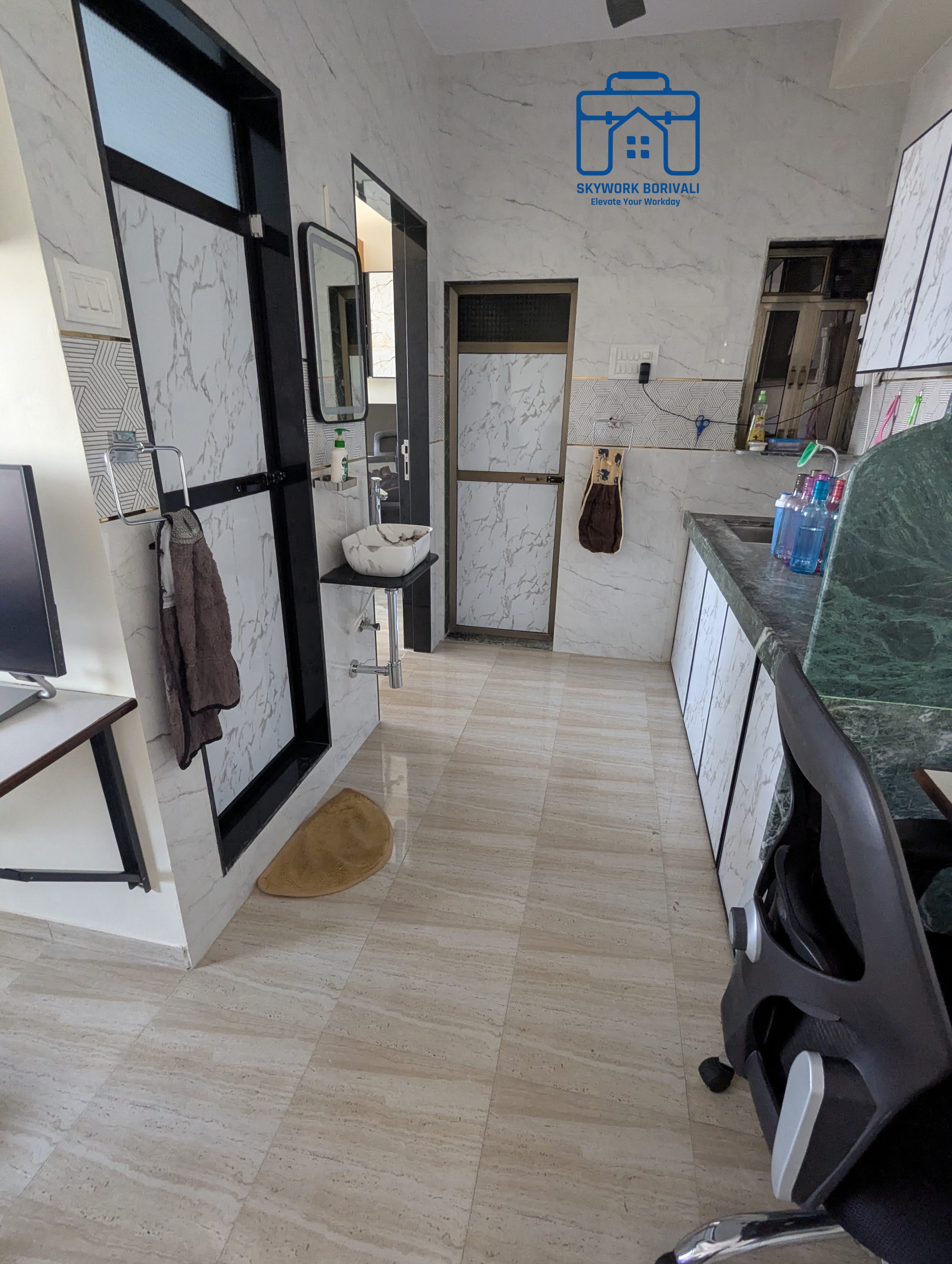 SkyWork Common Area with Washroom and Pantry