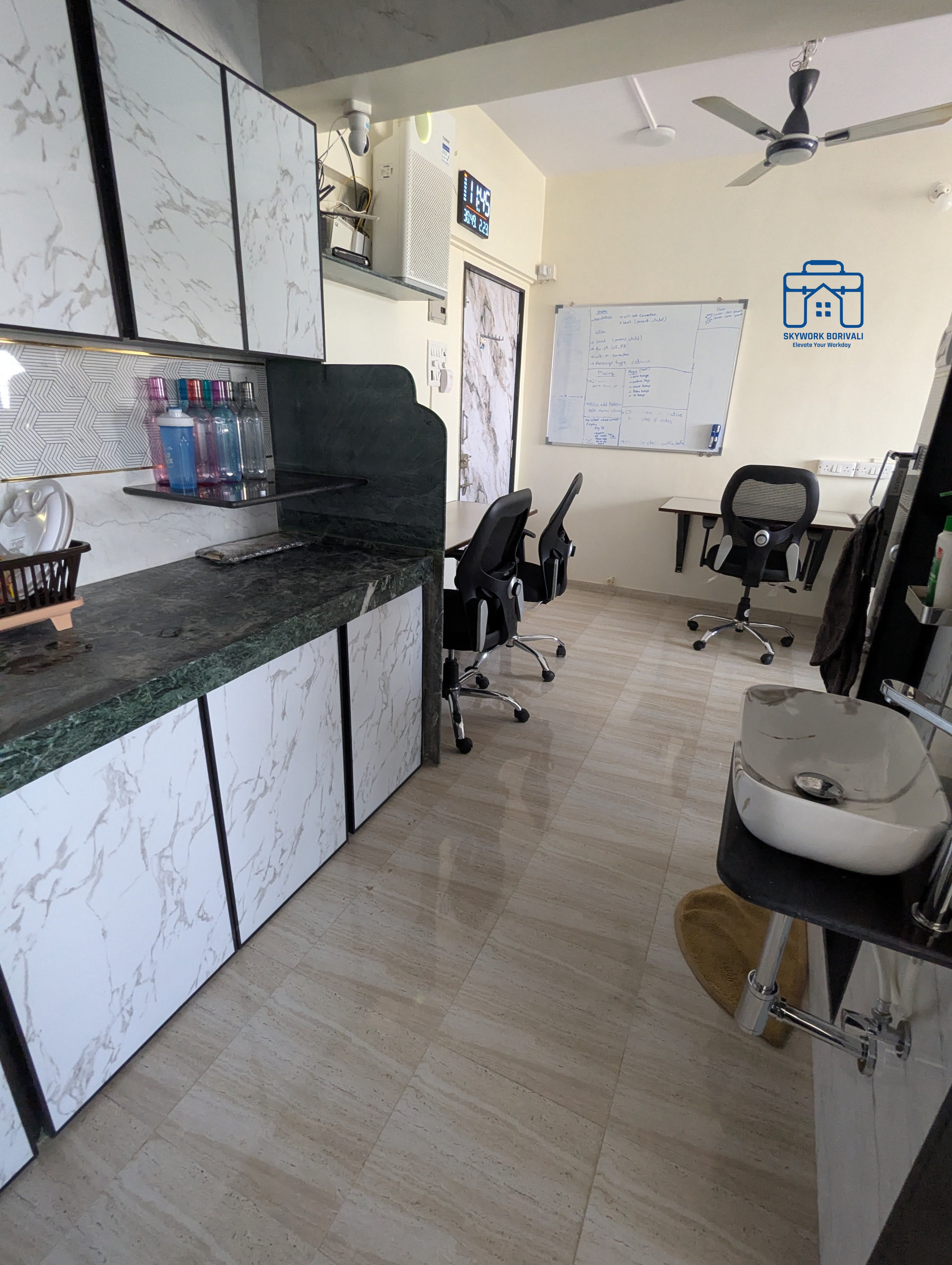 SkyWork Pantry and Workspace with Whiteboard